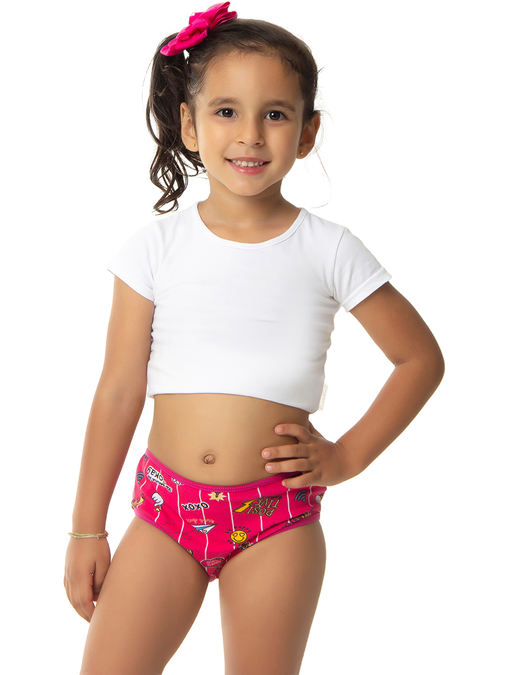 Ref.: 0300 Calcinha Tipo Tanga Infantil Viés Estampada