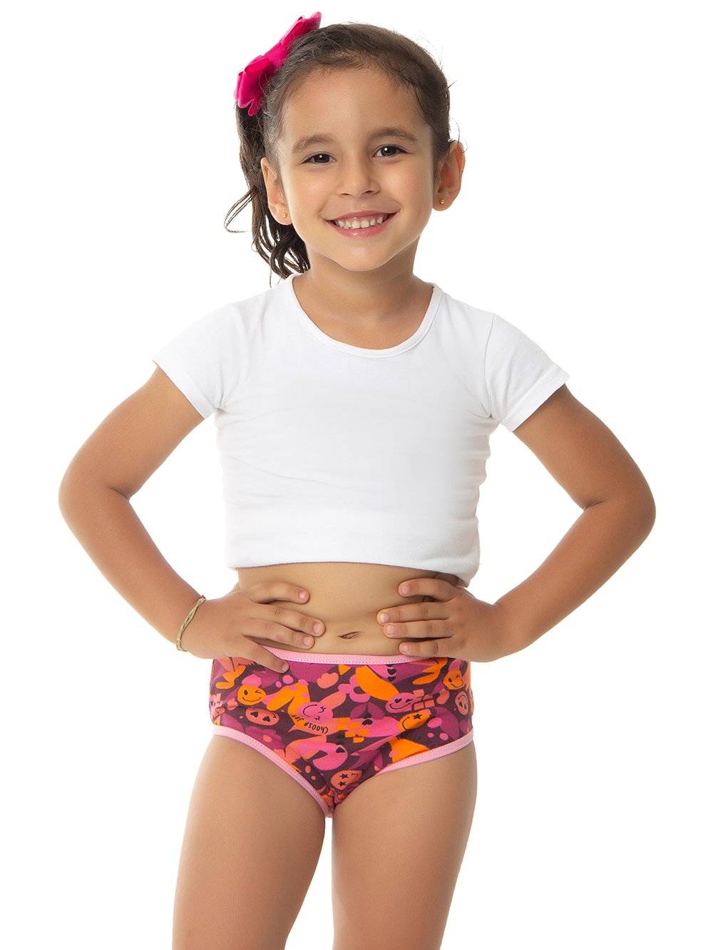 Ref.: 0300 Calcinha Tipo Tanga Infantil Viés Estampada